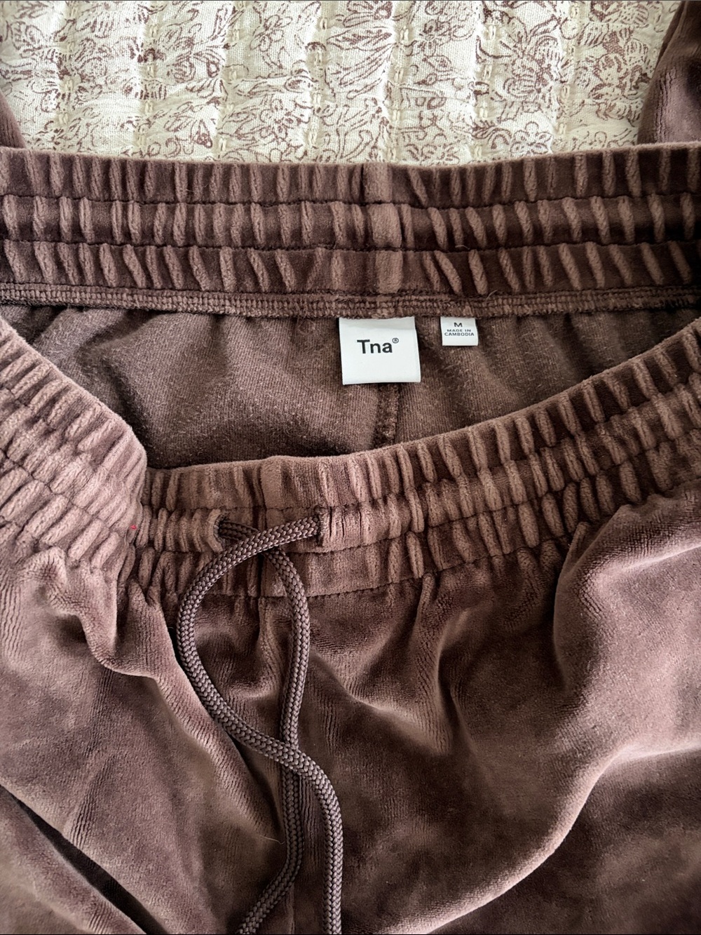 TNA Brown Elastic Waist Track Pants with Drawstring